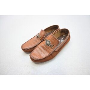 Giorgio Armani Loafers Mens Sz 42 Croc Embossed Suede Medusa Bit Driver Shoes